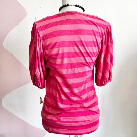 Pink Striped Y2K Top, Barbiecore, Coquette, 2000s, Bimbo, Retro, Small, Girly - Picture 4 of 7